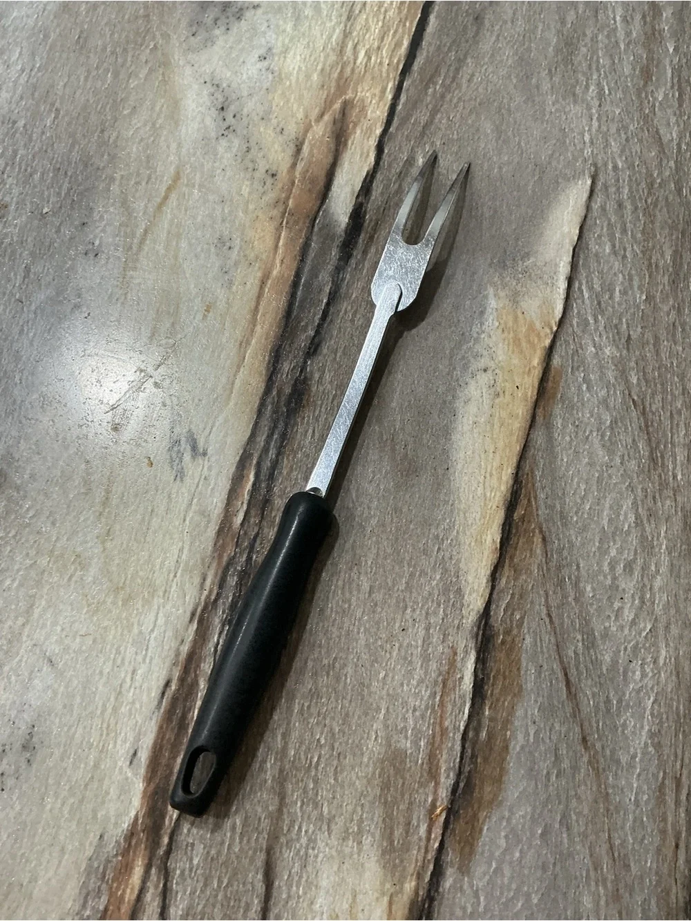 Vintage EKCO 11.5” 2-Prong Meat Carving Fork Faux Wood Handle MCM Kitchen